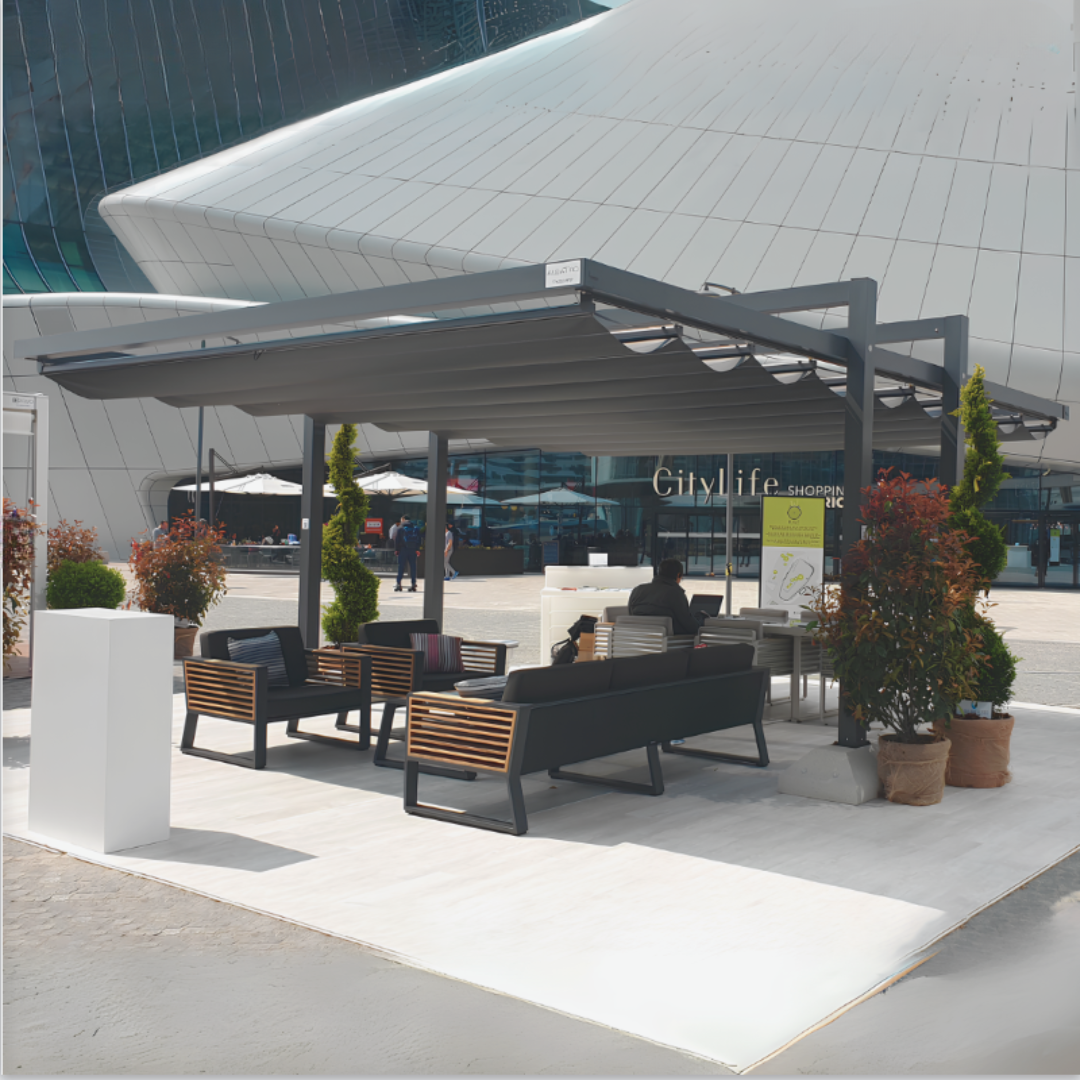 Cantilevered pergola with sliding roof Albatro