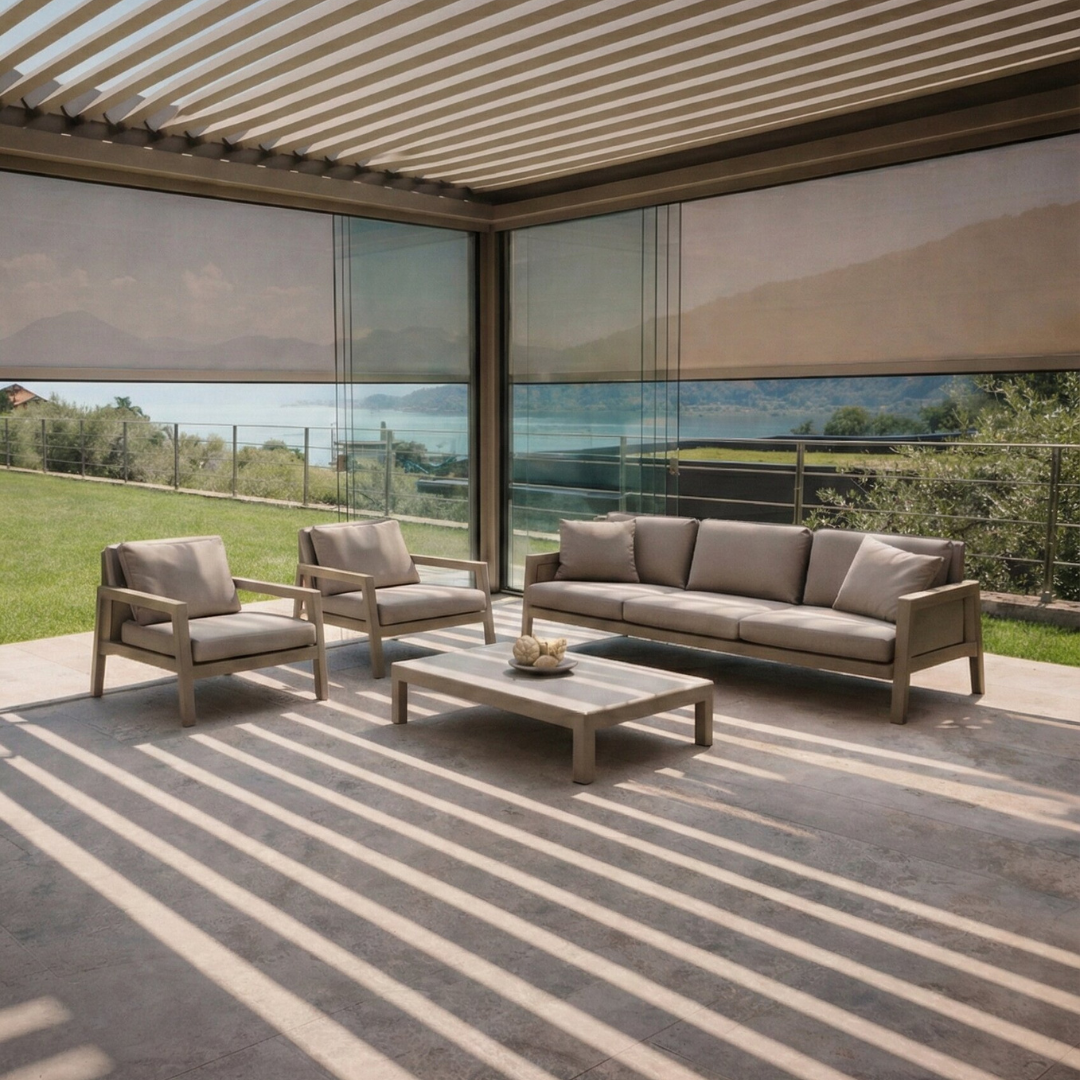 Zip-Ermetik-Markise mit mikroperforiertem Gewebe – Wind, Regen und maximale Privatsphäre