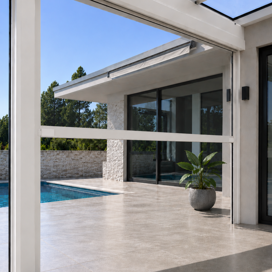 Zip-Ermetik-Markise mit Crystal-Gewebe – maximale Transparenz, Glaseff