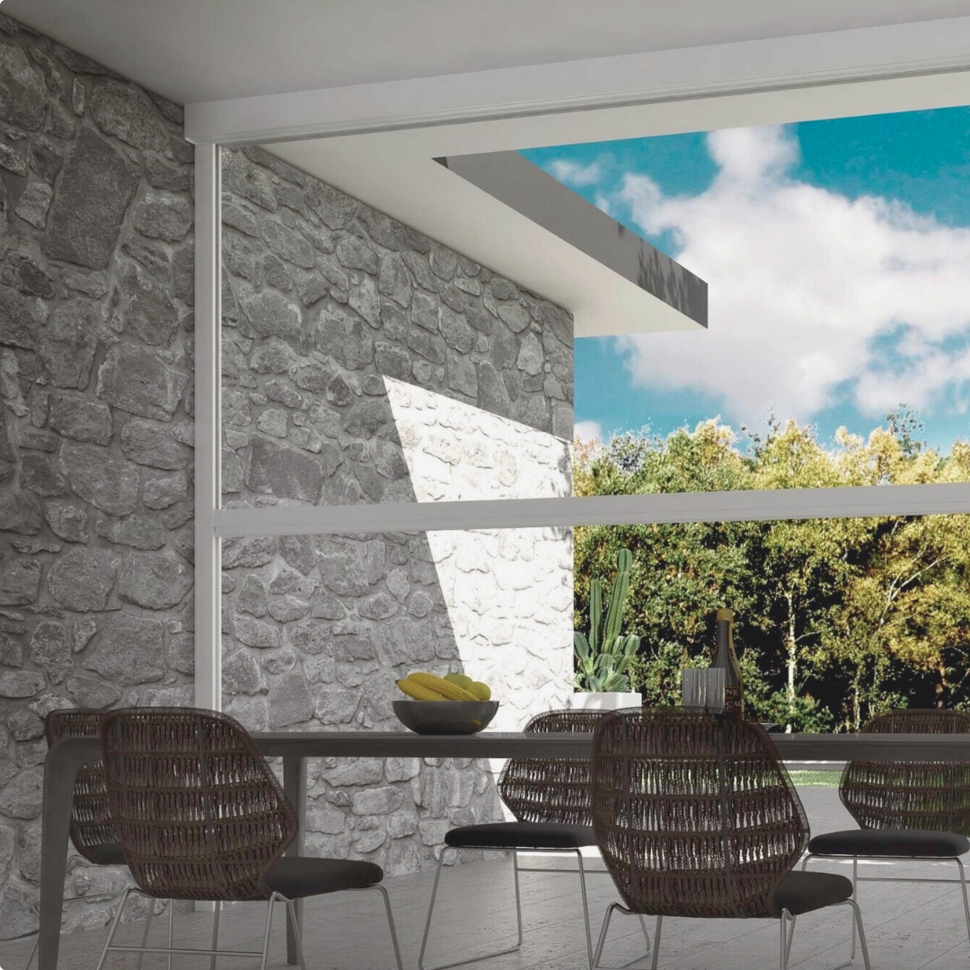 Zip Ermetik curtain with Crystal fabric - Maximum transparency, glass effect