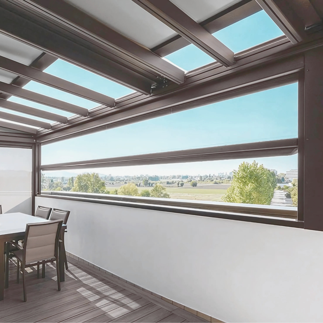 Zip Ermetik curtain with Crystal fabric - Maximum transparency, glass effect